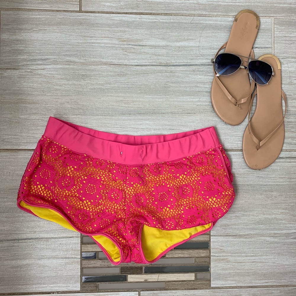 PINK AND YELLOW BIKINI SHORTS